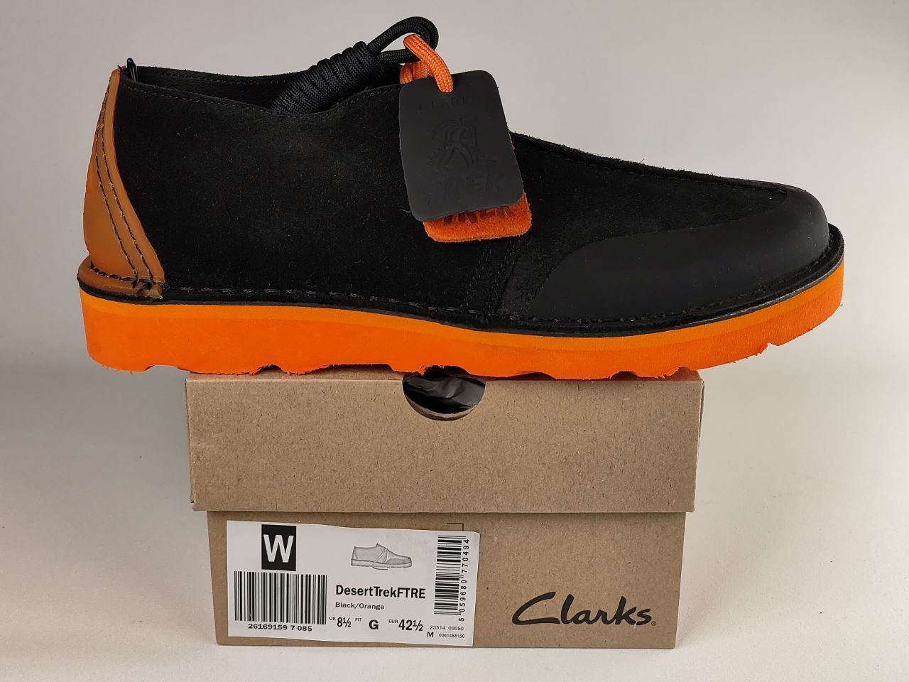 Clarks Originals DesertTrek FTRE Black Orange Suede Shoes