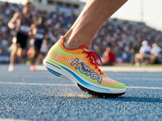 HOKA Cielo FlyX Unisex Racing Shoe — Stardust / Lime Rind / Coral