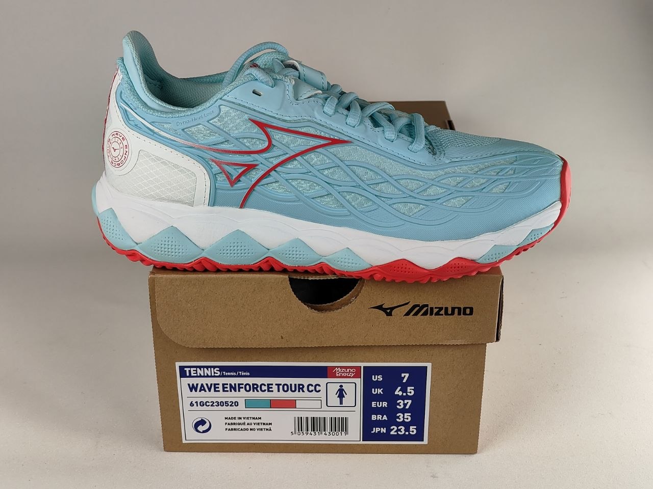 Mizuno Wave Enforce Tour CC Women's Tennis Shoes – Aqua Blue / Pink / White