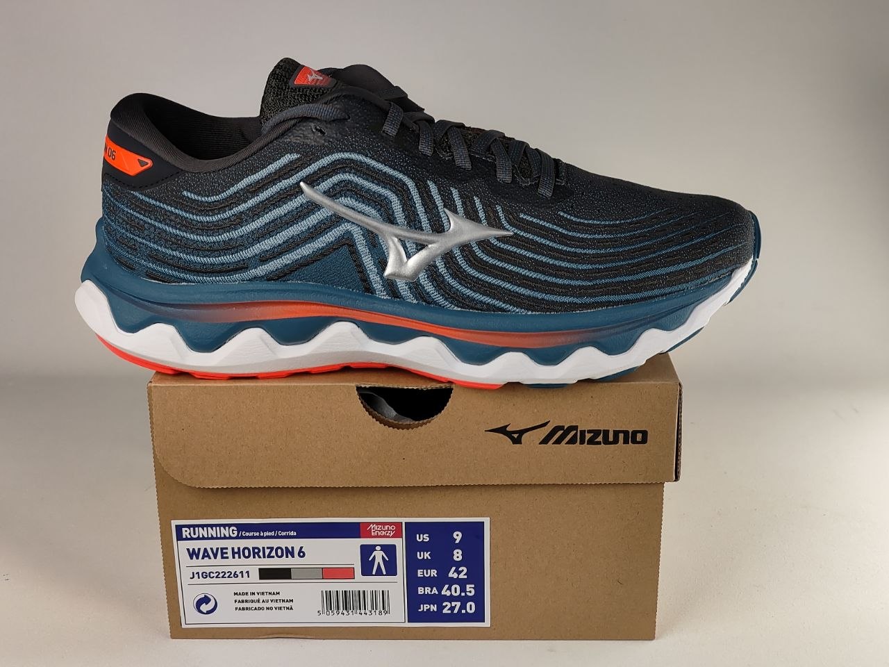 Mizuno-Wave-Horizon-6-Men’s-Stability-Running-Shoes-Black-Dark-Teal-Coral-