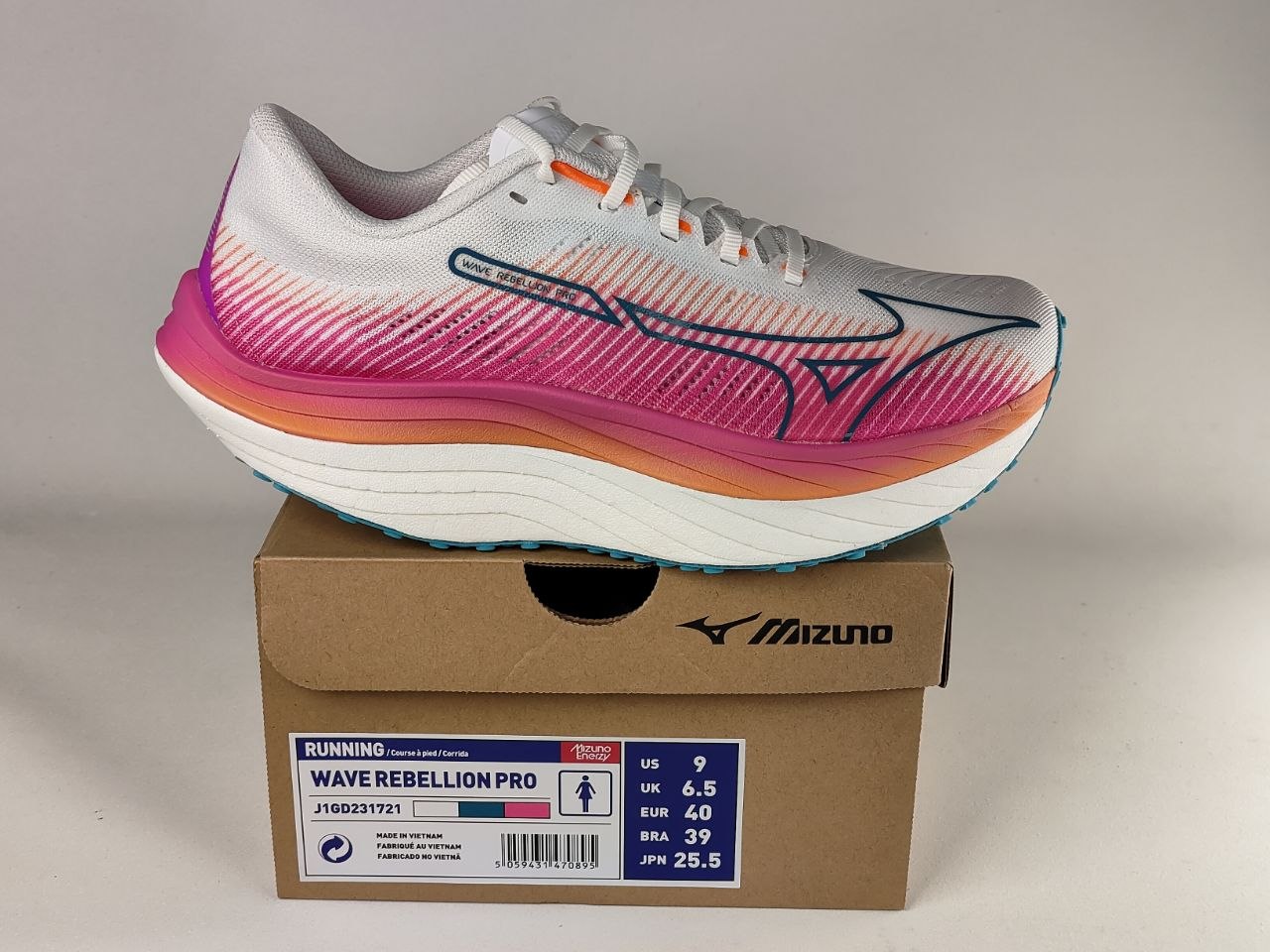 Mizuno Wave Rebellion Pro White Pink Running Shoes Women