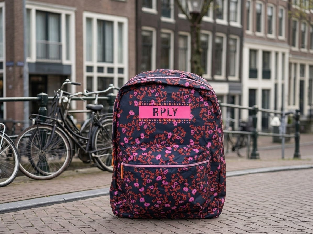 Replay Floral Pattern Backpack – Navy & Pink