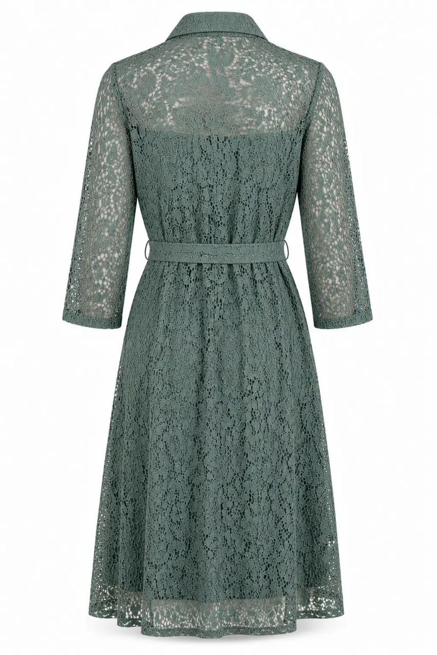 Green lace dress on a white background