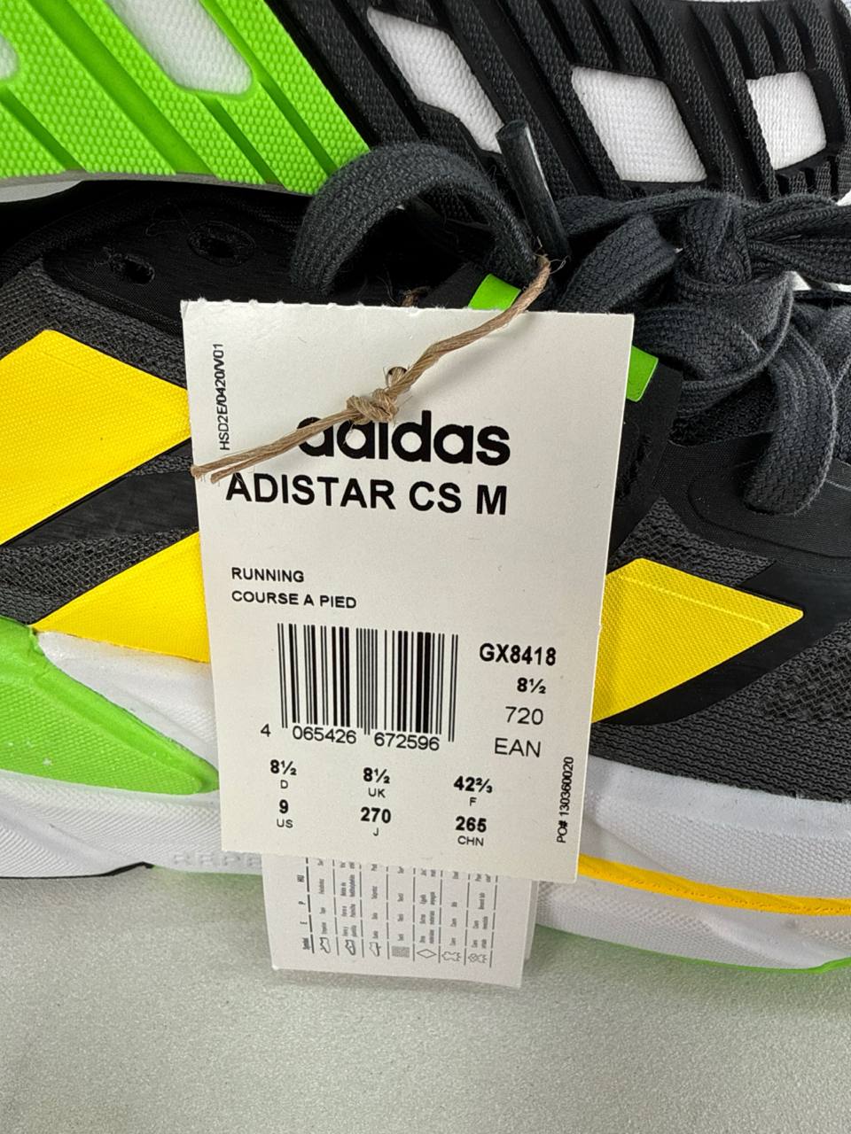 Adidas Adistar CS M Running Shoes – Core Black / Solar Yellow / Lucid Green | GX8418