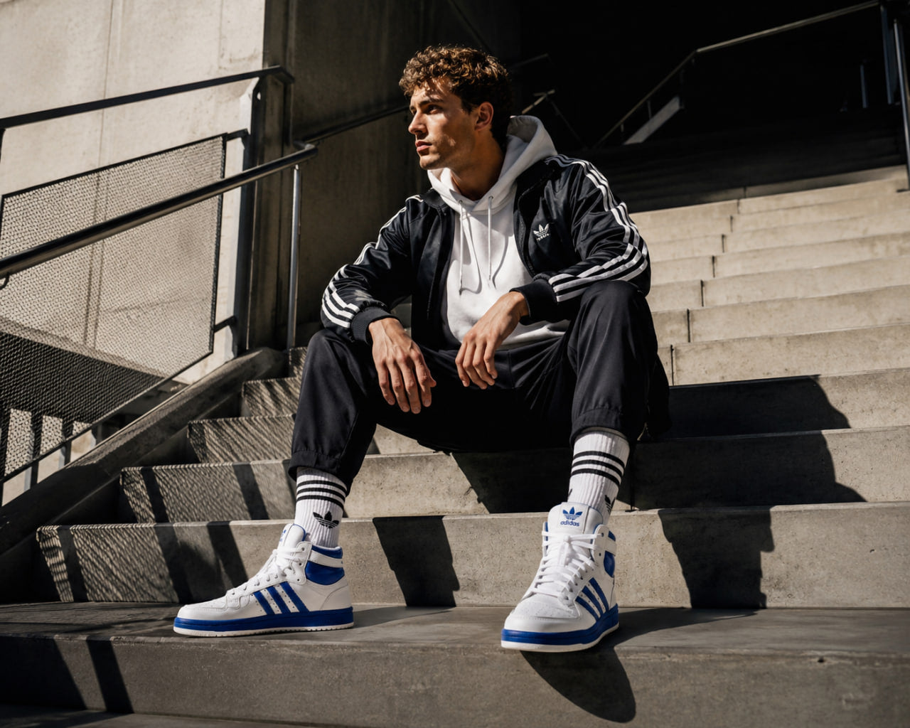 Adidas Top Ten RB High White Royal Blue Leather Sneakers