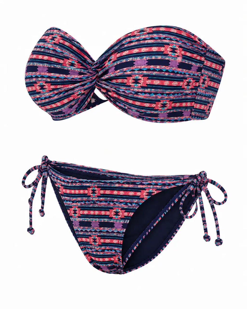 Multicolored bikini set on a white background