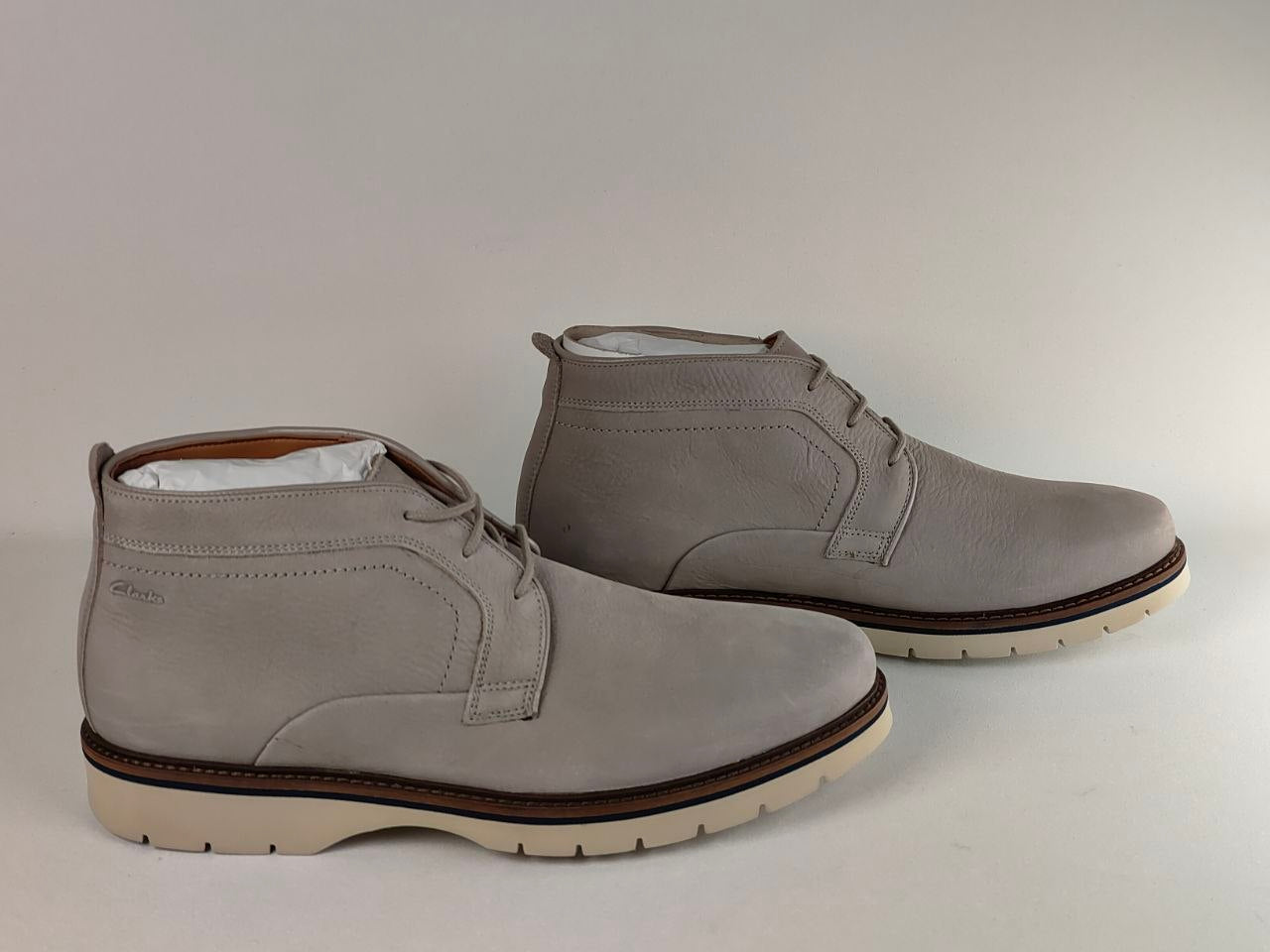 Clarks Bayhill Mid Stone Nubuck Chukka Boots