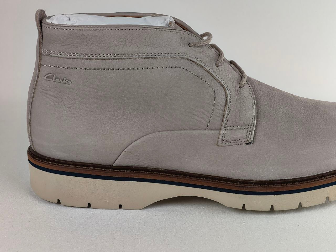 Clarks Bayhill Mid Stone Nubuck Chukka Boots
