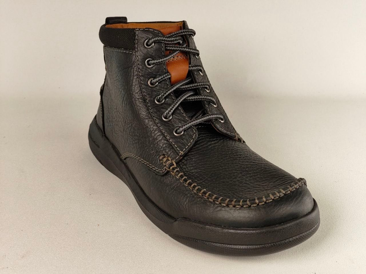Clarks Driftway High Black Leather Boots