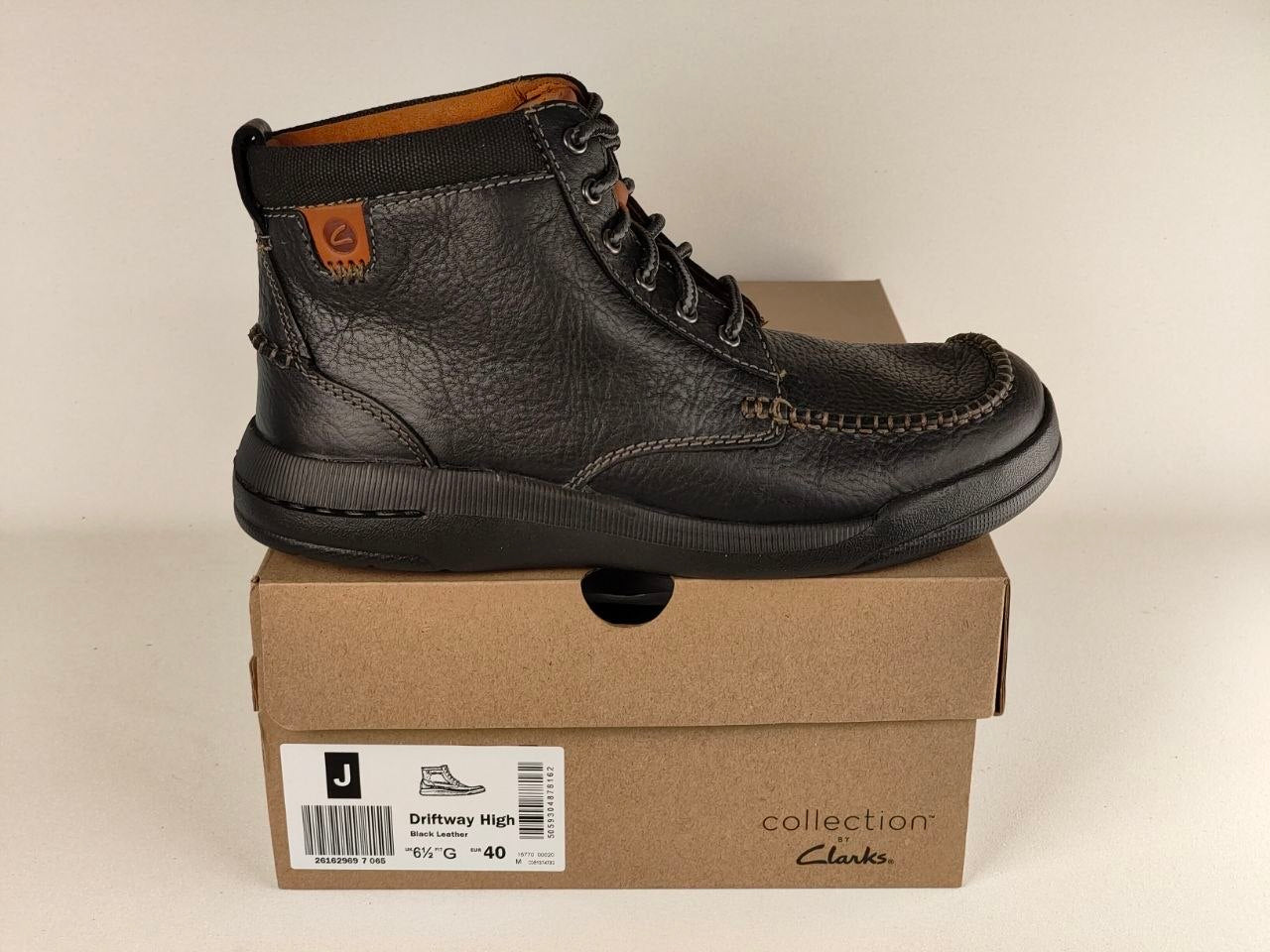 Clarks Driftway High Black Leather Boots