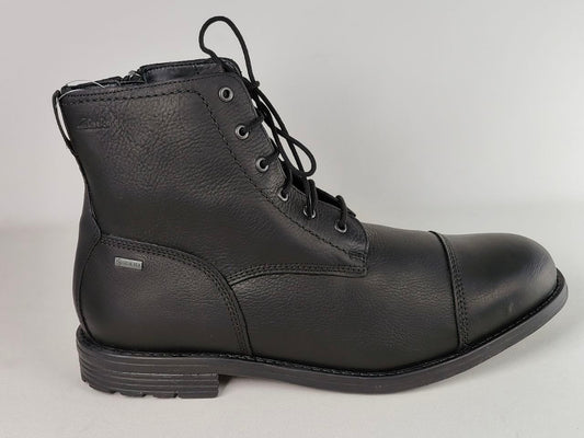 Brown high-top sneaker on a white background Clarks Foxwell Hi GTX Black Leather Gore-Tex Waterproof Boots