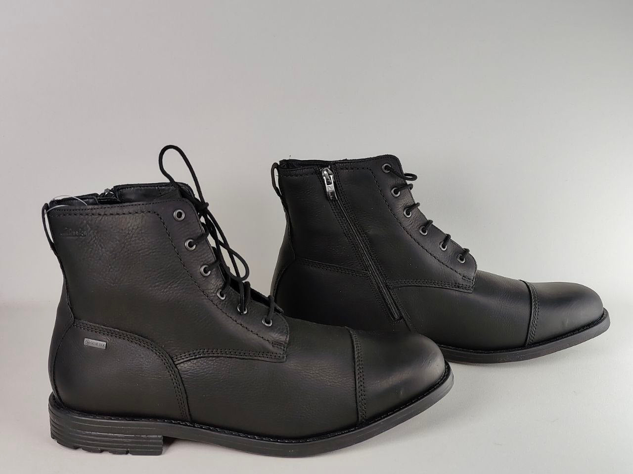 Brown high-top sneaker on a white background Clarks Foxwell Hi GTX Black Leather Gore-Tex Waterproof Boots
