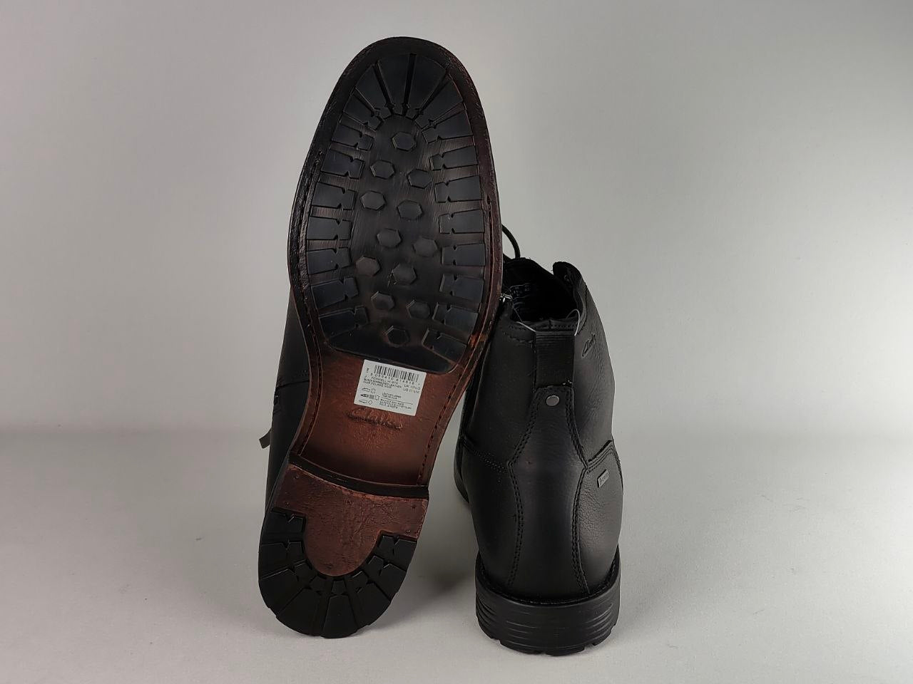 Brown high-top sneaker on a white background Clarks Foxwell Hi GTX Black Leather Gore-Tex Waterproof Boots