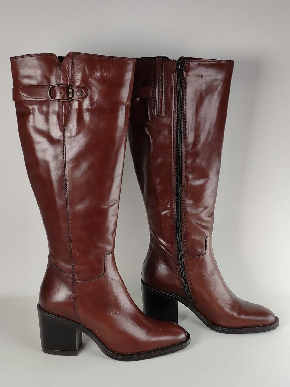 Clarks Mascarpone2 Up Tan Leather Knee High Boots