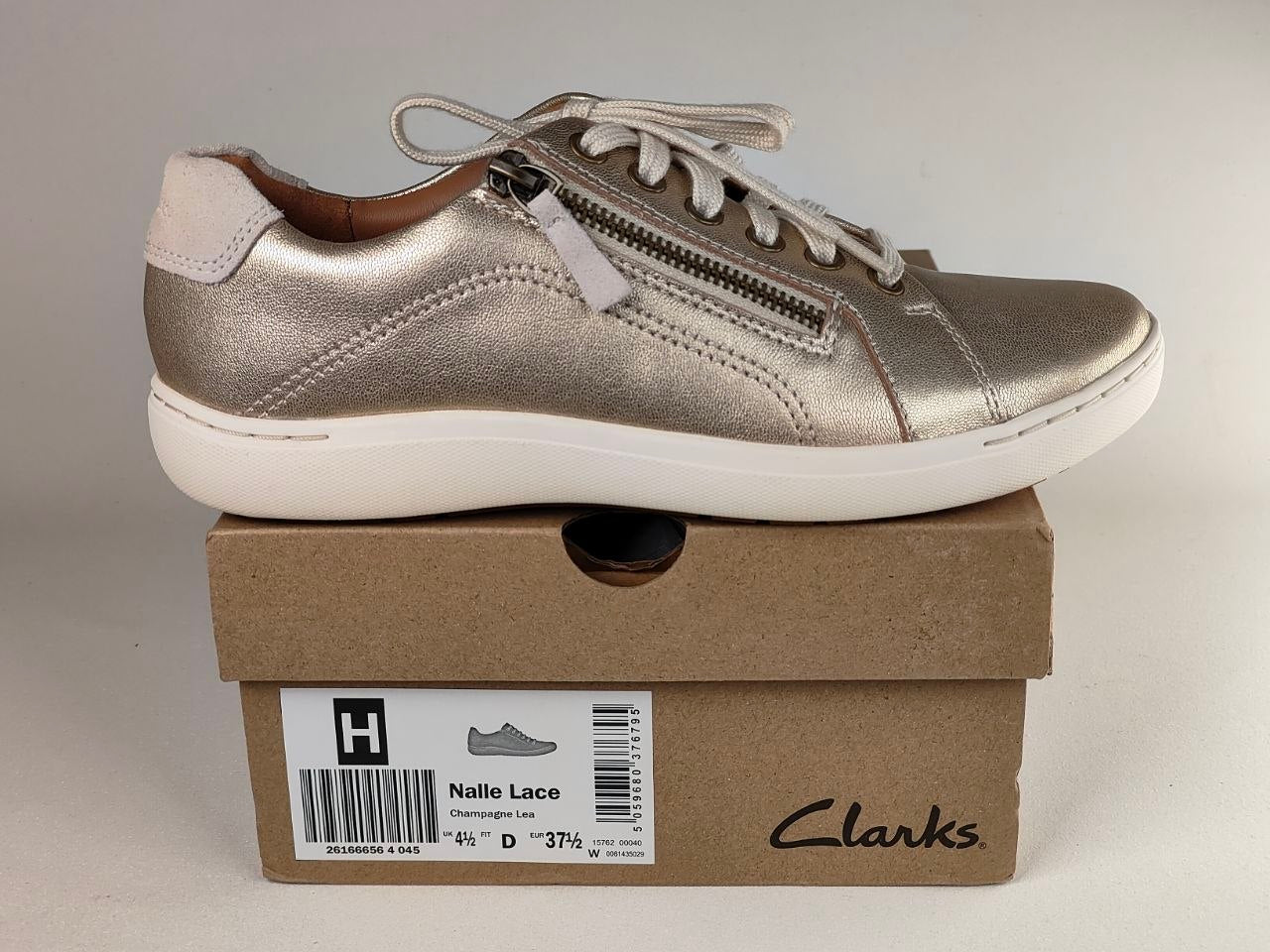 Clarks Nalle Lace Champagne Leather Sneakers