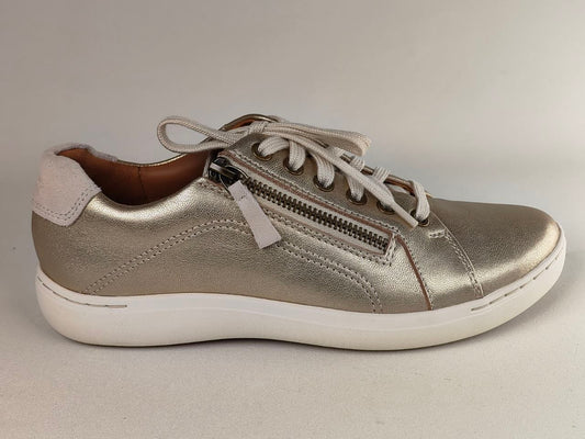 Clarks Nalle Lace Champagne Leather Sneakers