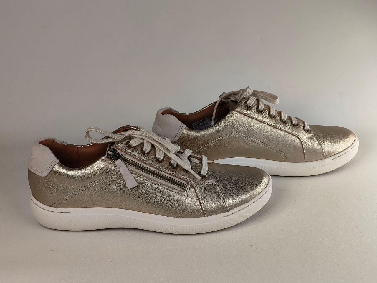 Clarks Nalle Lace Champagne Leather Sneakers