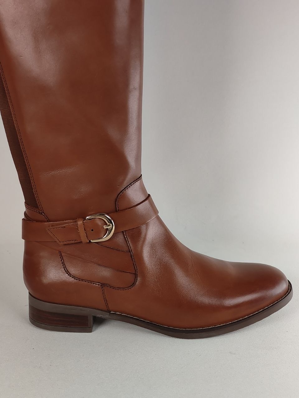 Clarks Netley Whirl Tall Leather Boots Tan – Wide Fit (E)