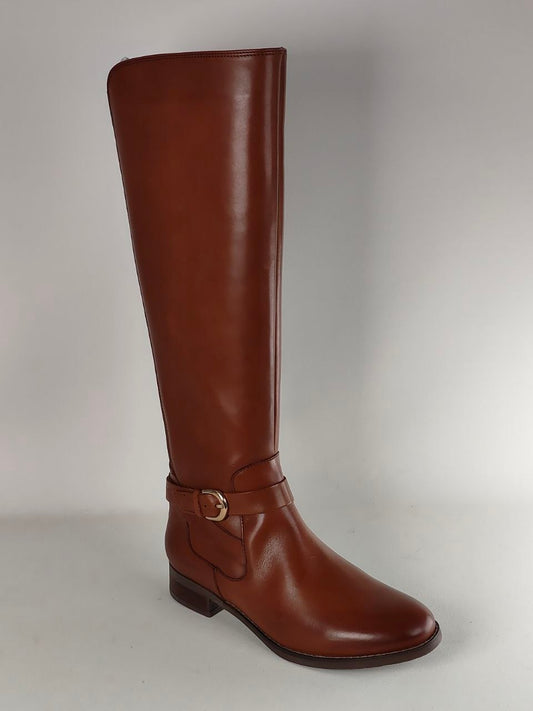 Clarks Netley Whirl Tall Leather Boots Tan – Wide Fit (E)