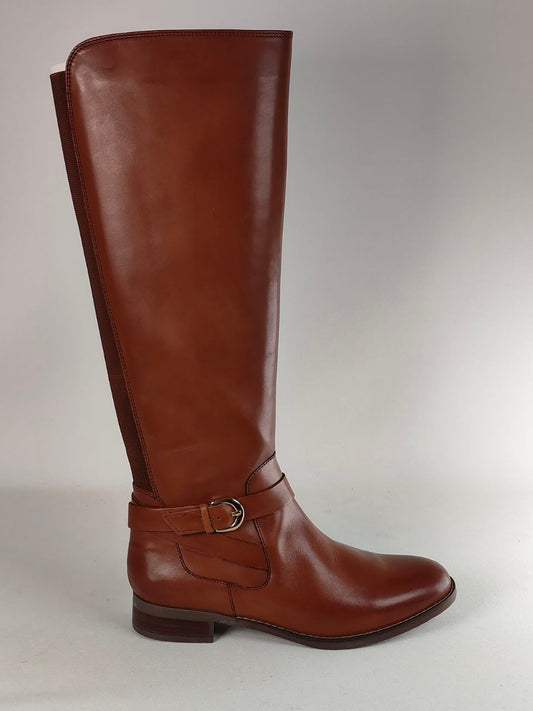 Clarks Netley Whirl Tall Leather Boots Tan – Wide Fit (E)