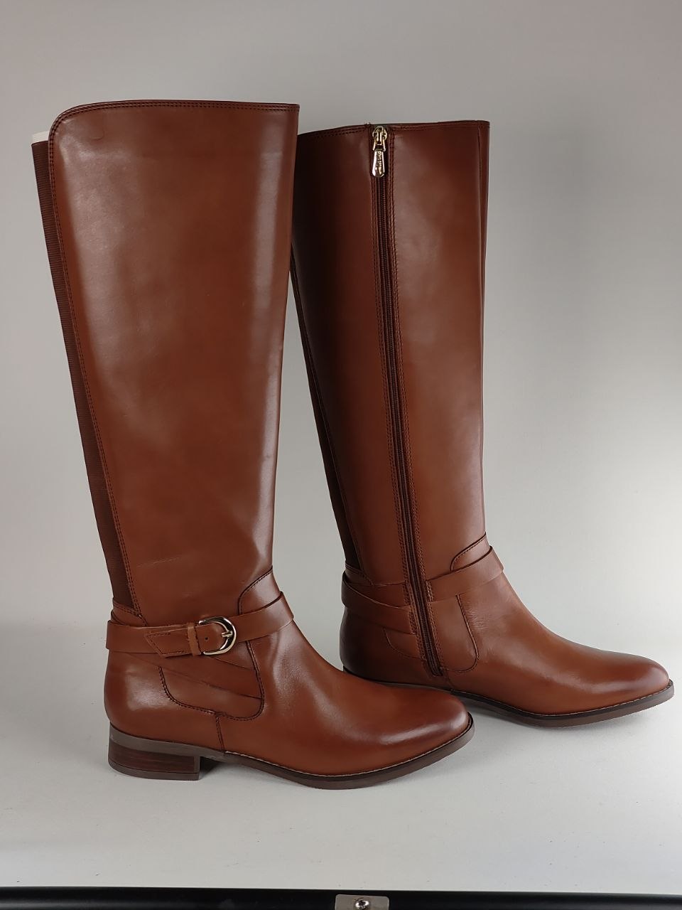 Clarks Netley Whirl Tall Leather Boots Tan – Wide Fit (E)