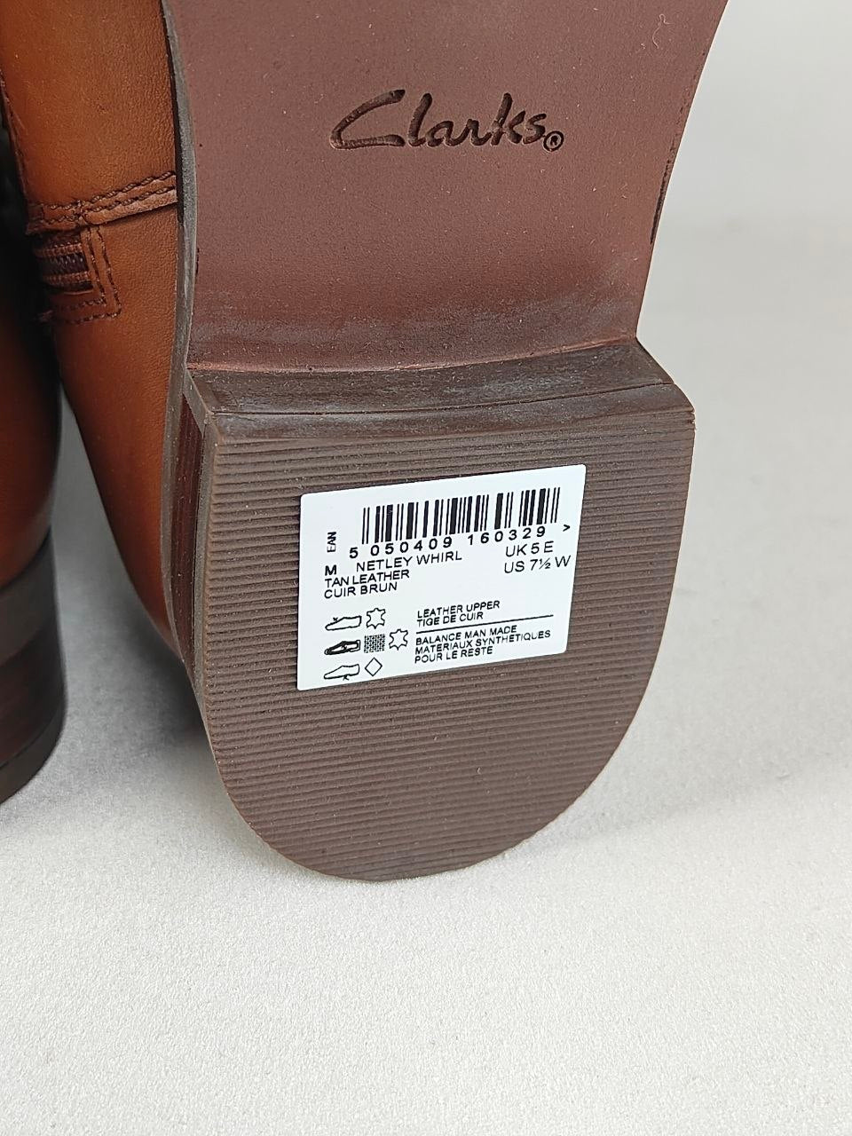 Clarks Netley Whirl Tall Leather Boots Tan – Wide Fit (E)