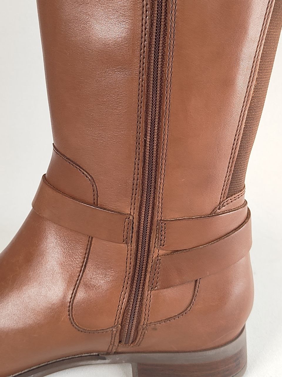 Clarks Netley Whirl Tall Leather Boots Tan – Wide Fit (E)