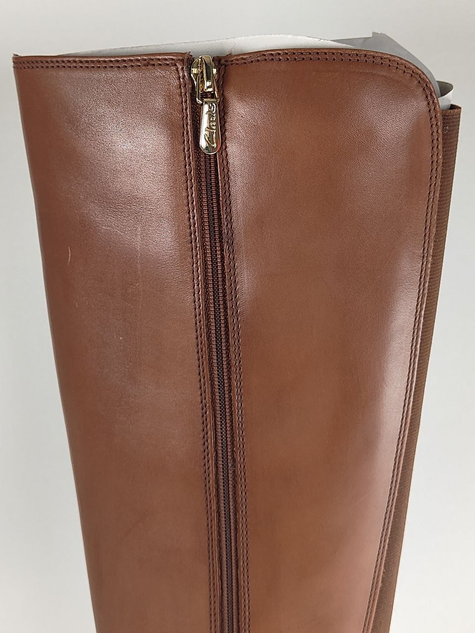Clarks Netley Whirl Tall Leather Boots Tan – Wide Fit (E)