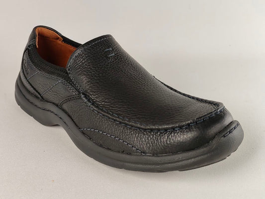 Clarks Niland Energy Black Tumbled Leather Slip-On Shoes