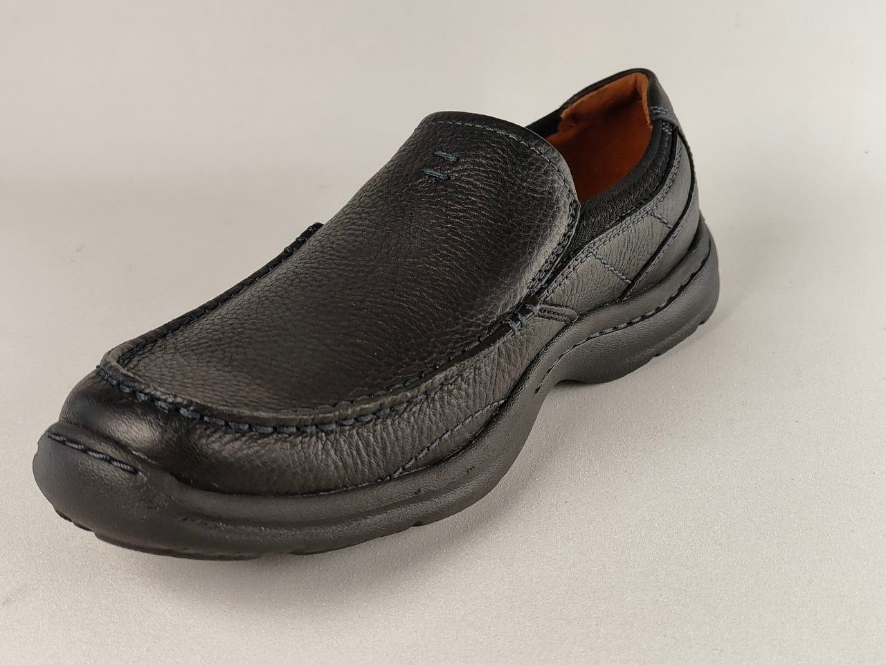 Clarks Niland Energy Black Tumbled Leather Slip-On Shoes