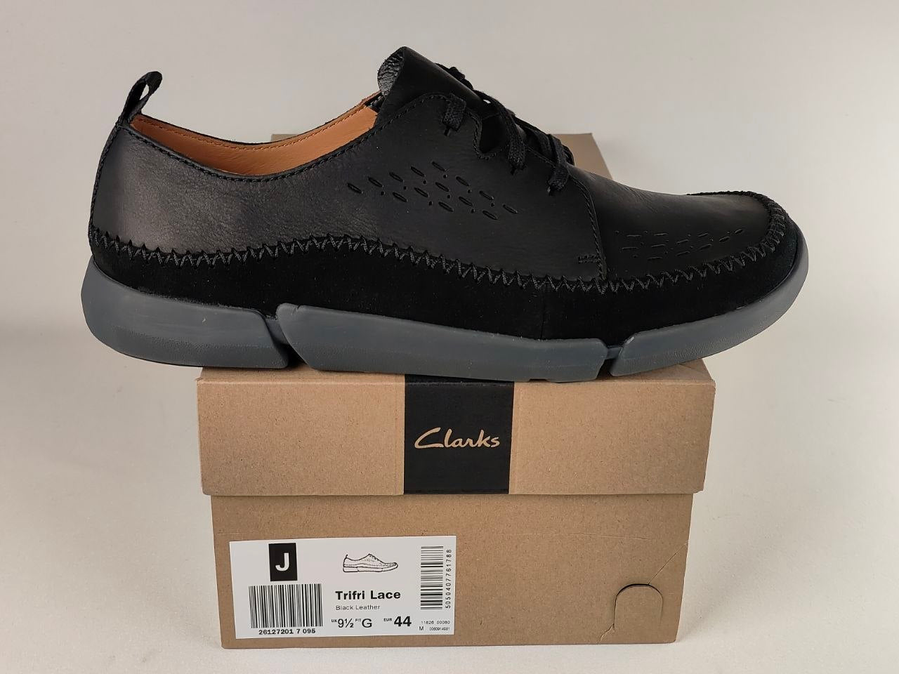 Clarks Trifri Lace Black Leather Comfort Shoes