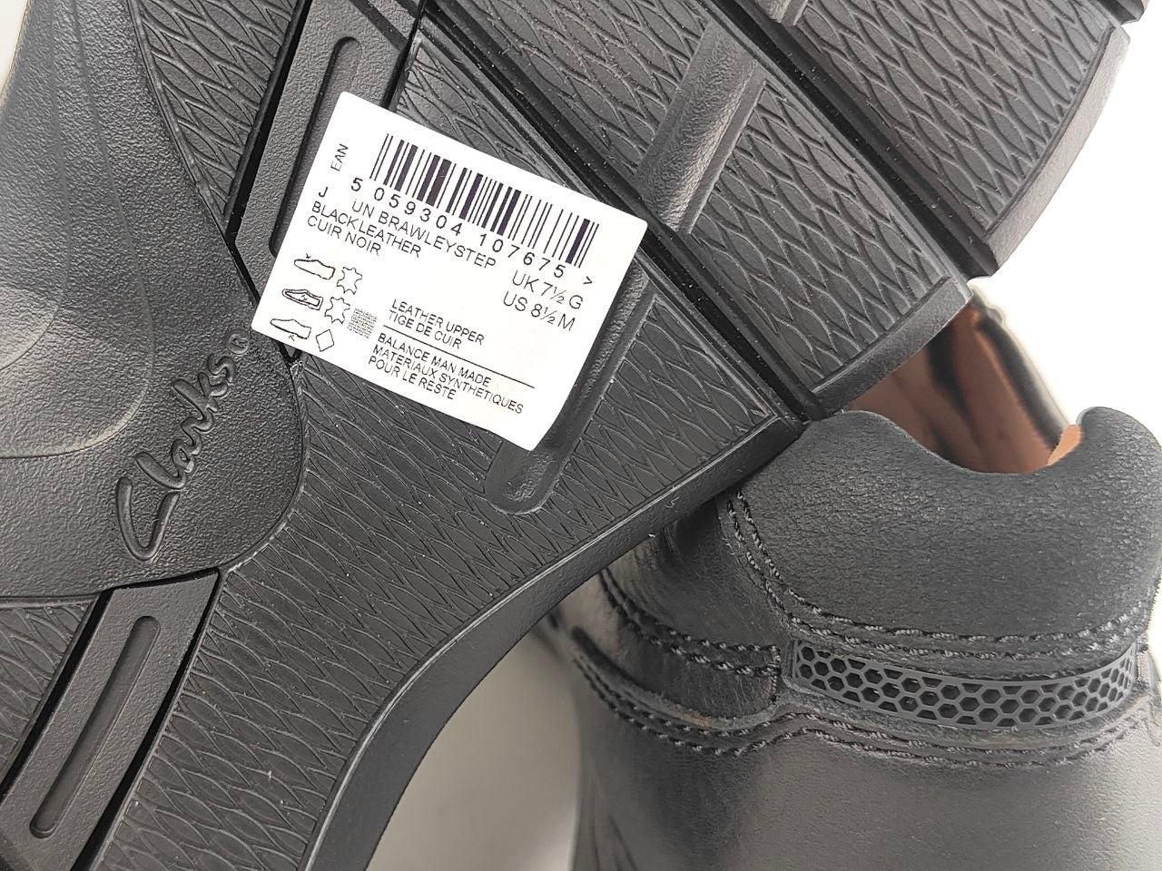 Clarks Un Brawley Step Black Leather Slip-On Shoes