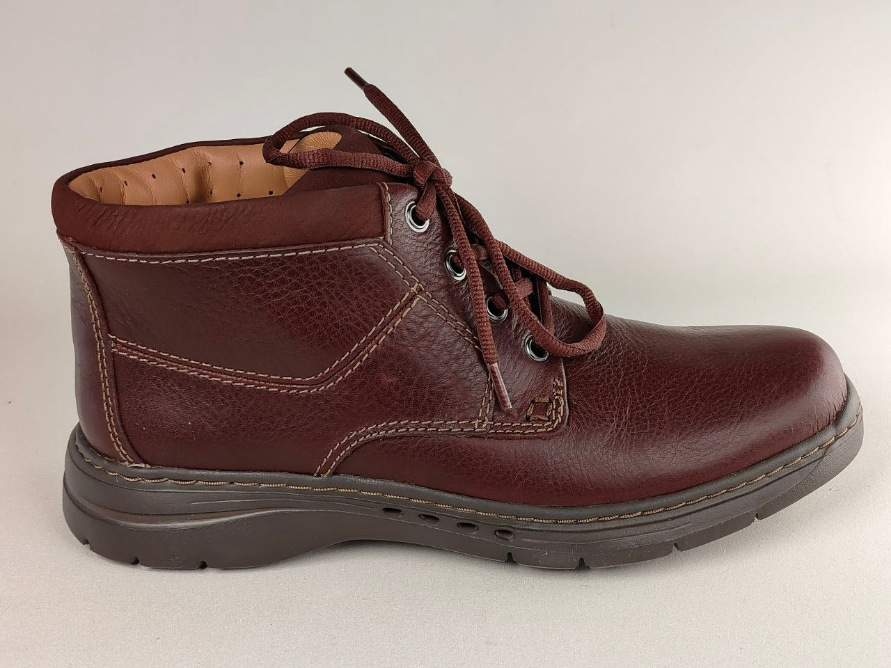 Clarks Un Brawley Up Mahogany Leather Boots