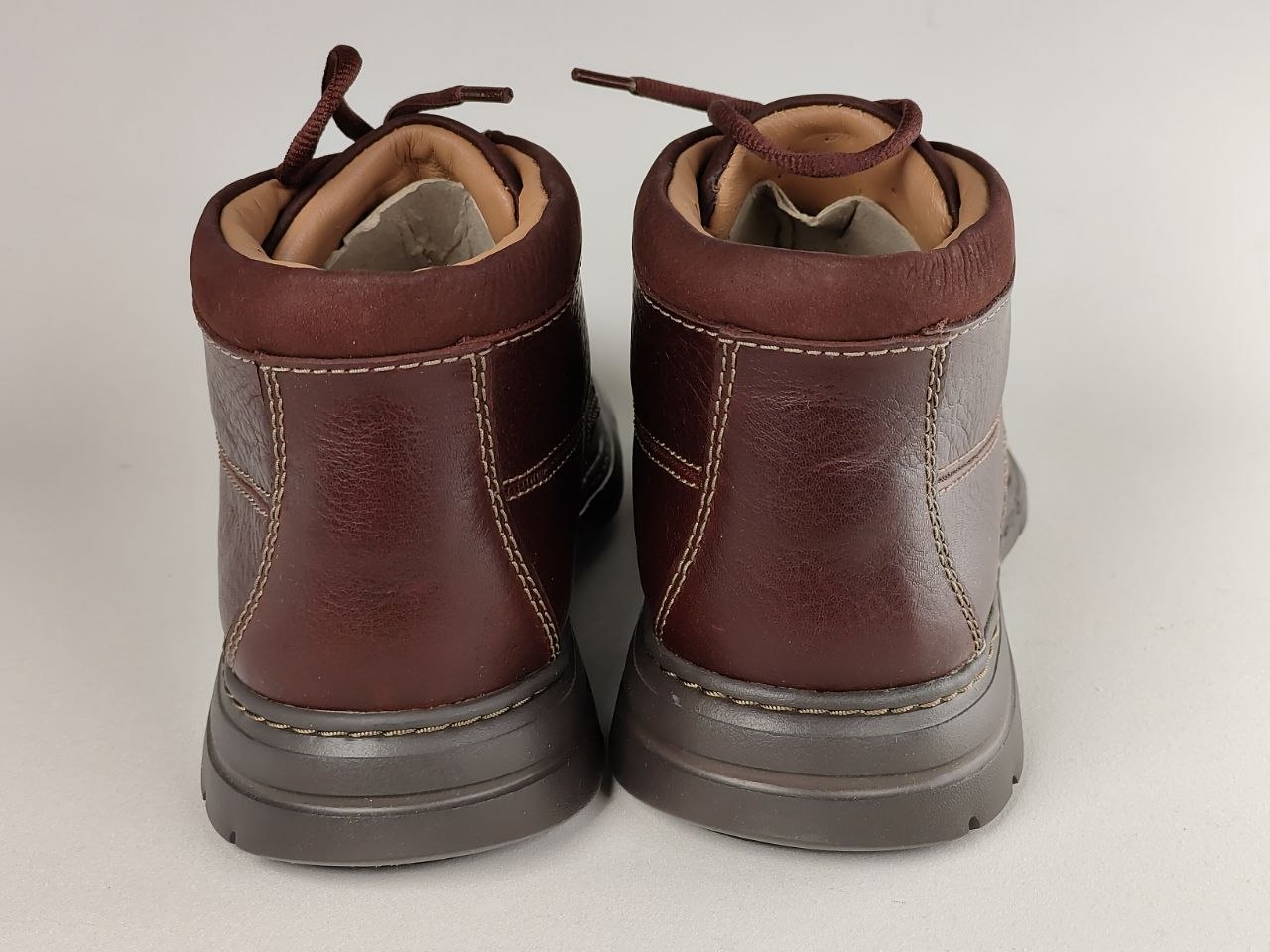 Clarks Un Brawley Up Mahogany Leather Boots