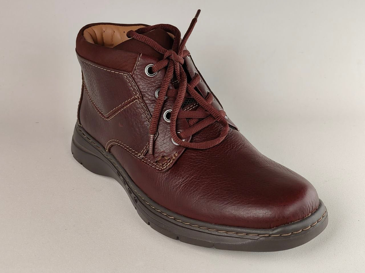 Clarks Un Brawley Up Mahogany Leather Boots