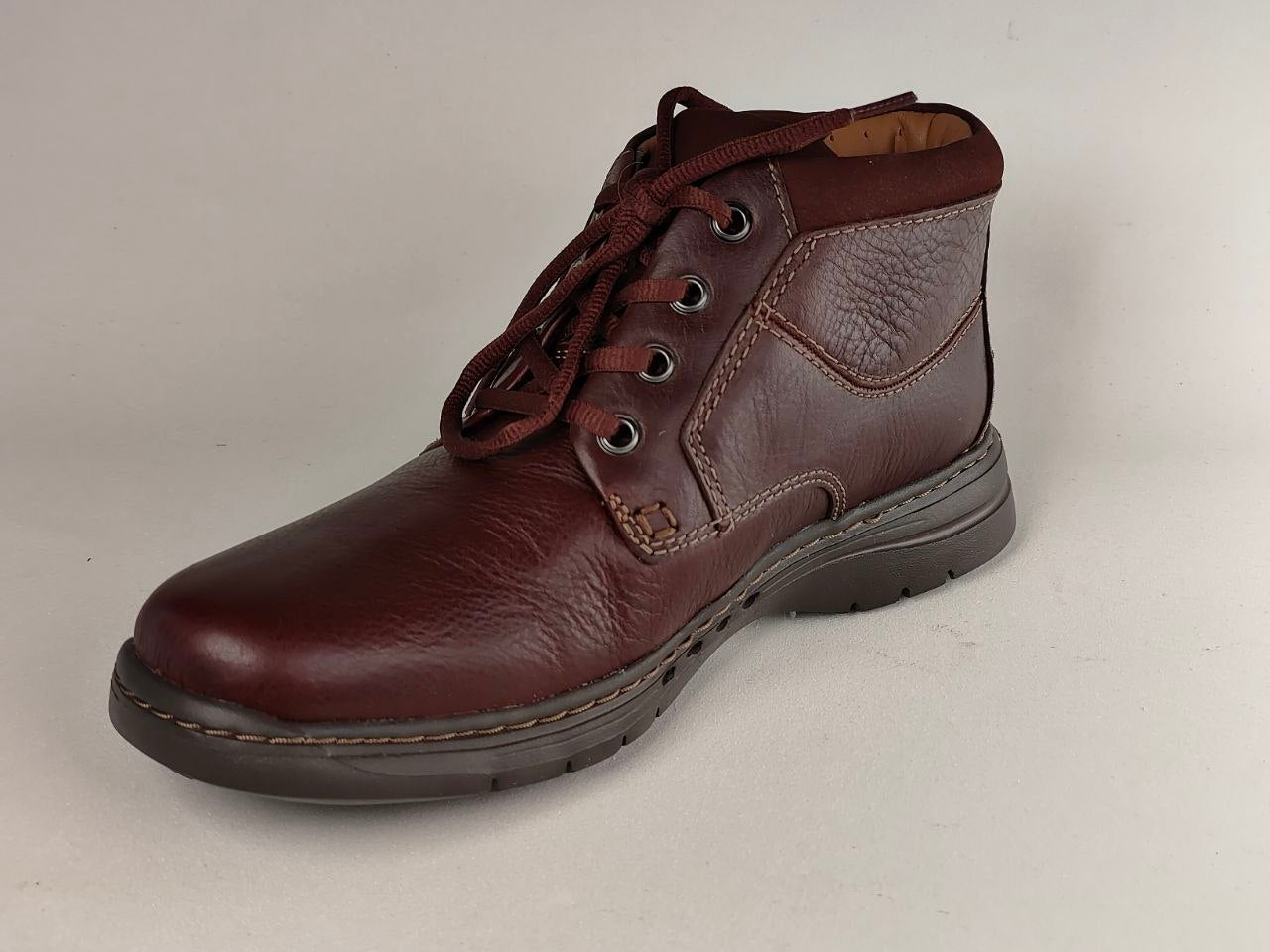 Clarks Un Brawley Up Mahogany Leather Boots