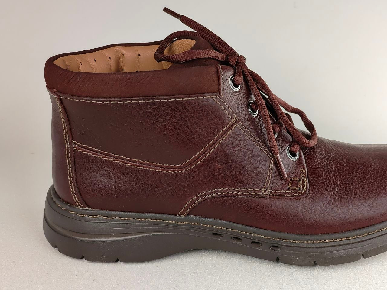 Clarks Un Brawley Up Mahogany Leather Boots