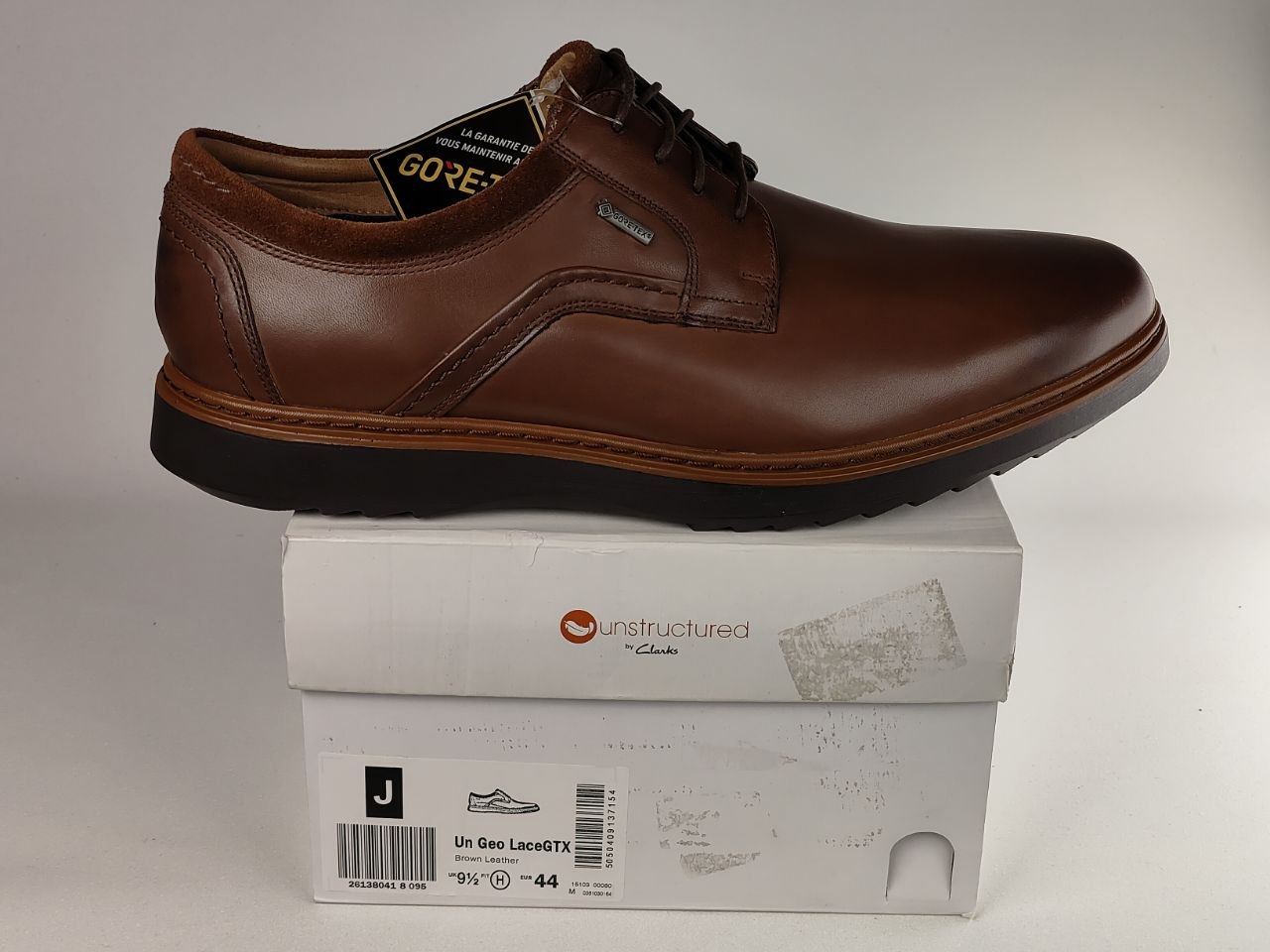 Clarks Un Geo Lace GTX Brown Leather Waterproof Shoes