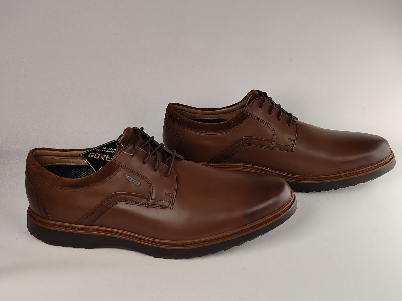 Clarks Un Geo Lace GTX Brown Leather Waterproof Shoes