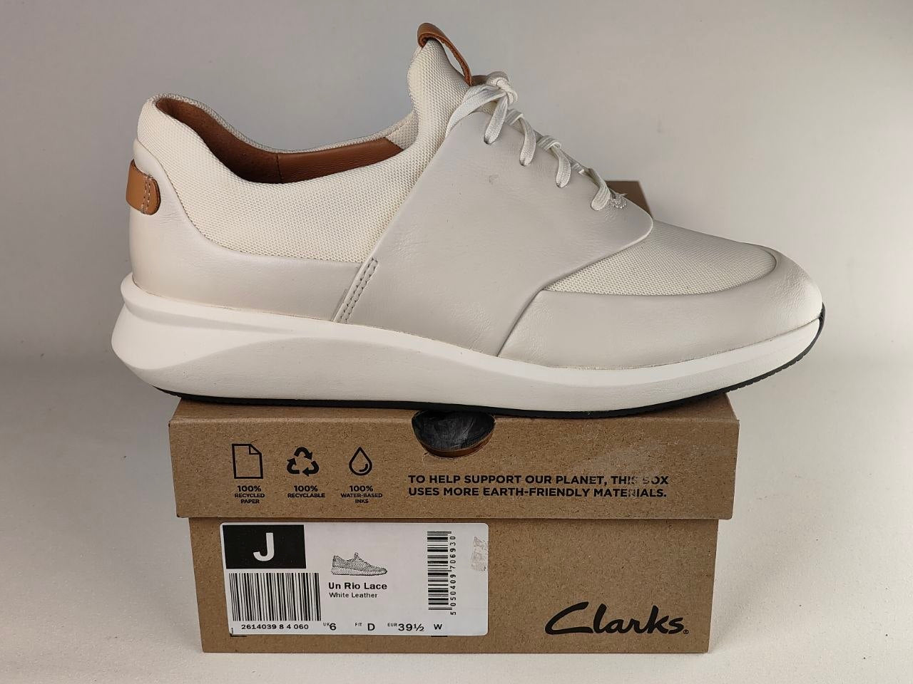 Clarks Un Rio Lace White Leather Sneakers