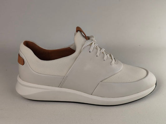 Clarks Un Rio Lace White Leather Sneakers