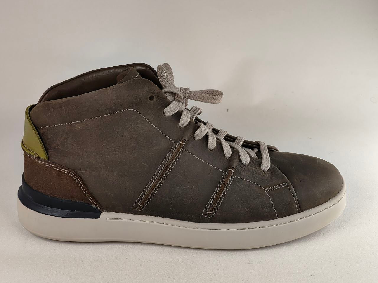 Clarks CourtLite Hi Dark Olive Leather Sneakers
