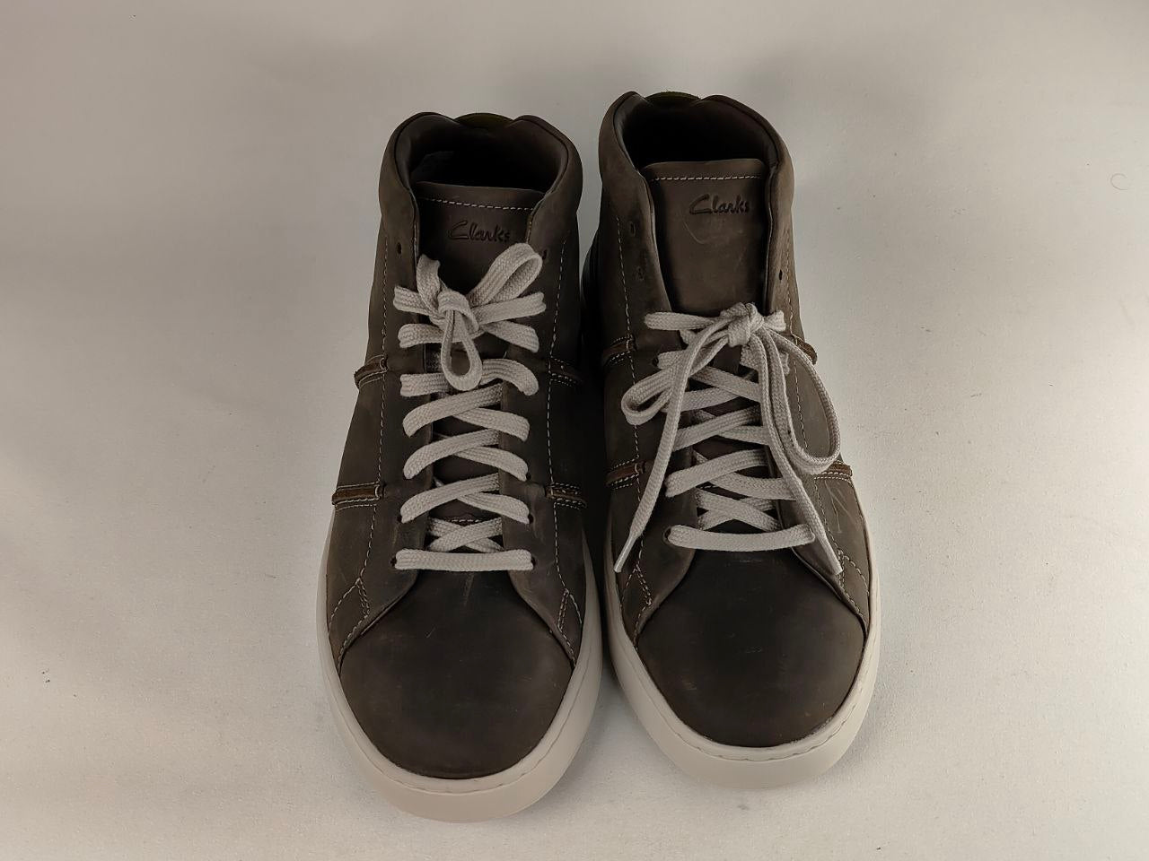 Clarks CourtLite Hi Dark Olive Leather Sneakers