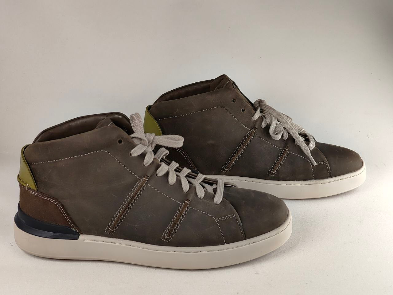Clarks CourtLite Hi Dark Olive Leather Sneakers