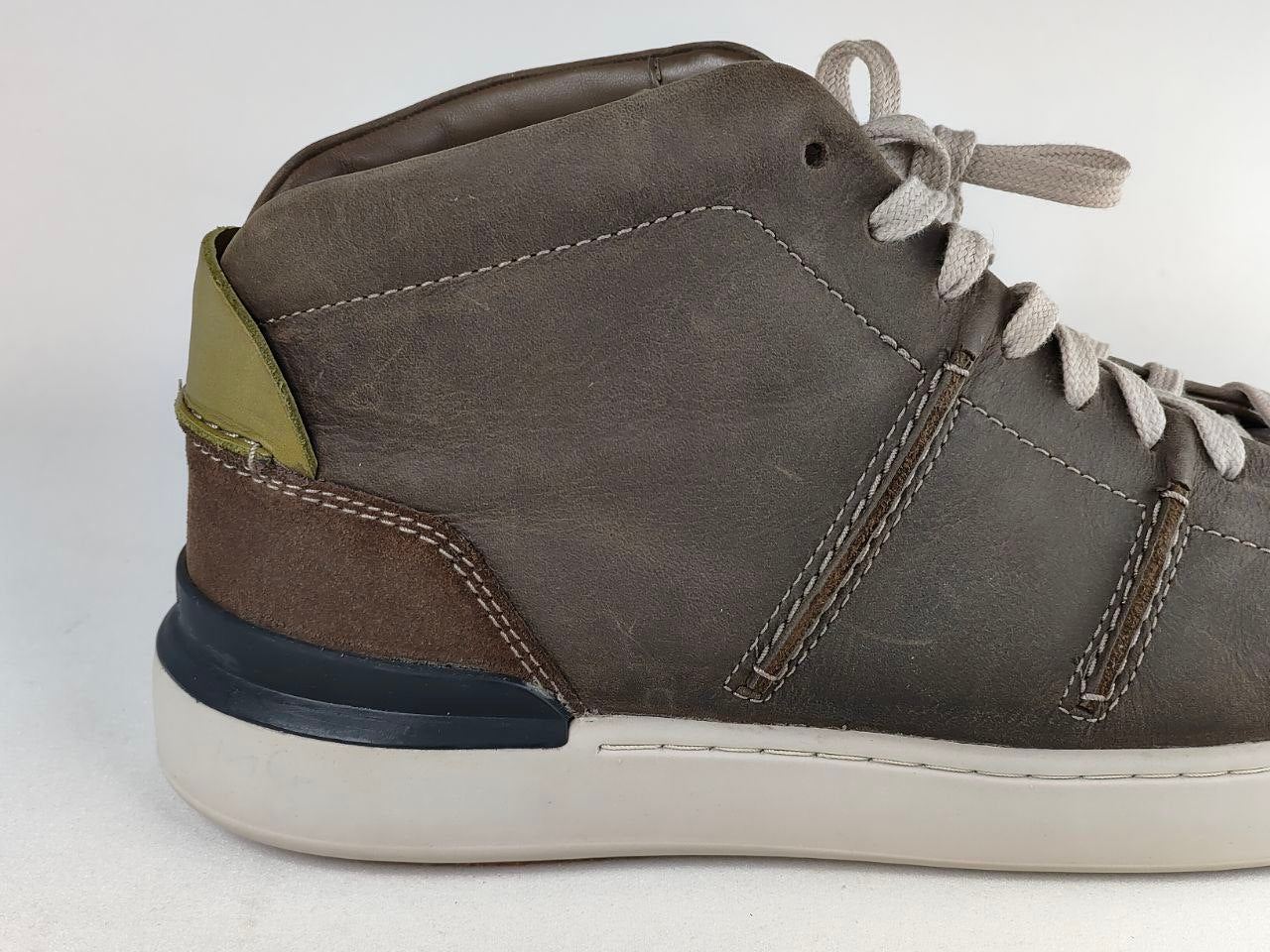 Clarks CourtLite Hi Dark Olive Leather Sneakers