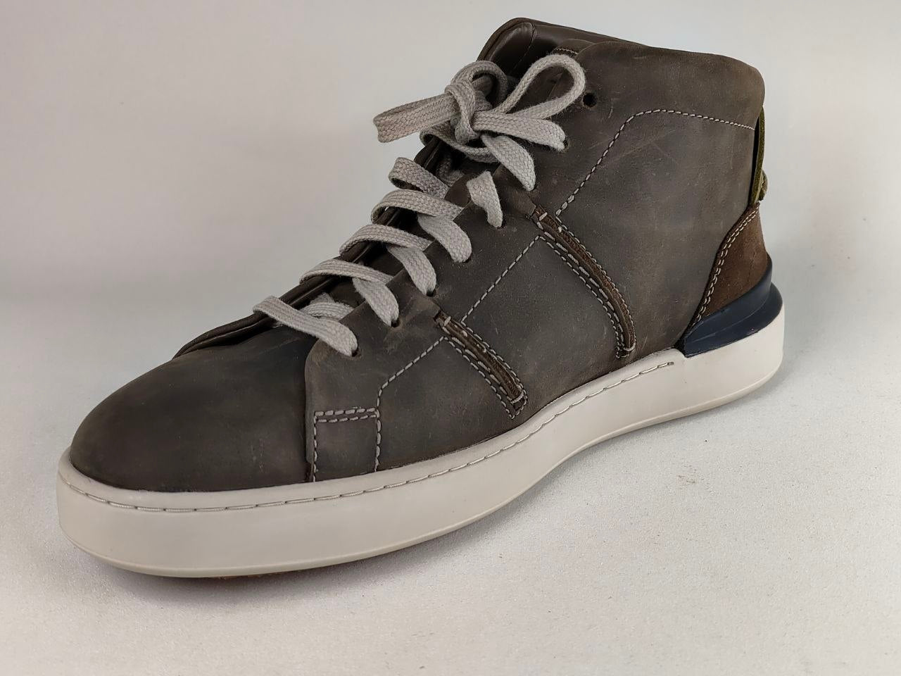 Clarks CourtLite Hi Dark Olive Leather Sneakers