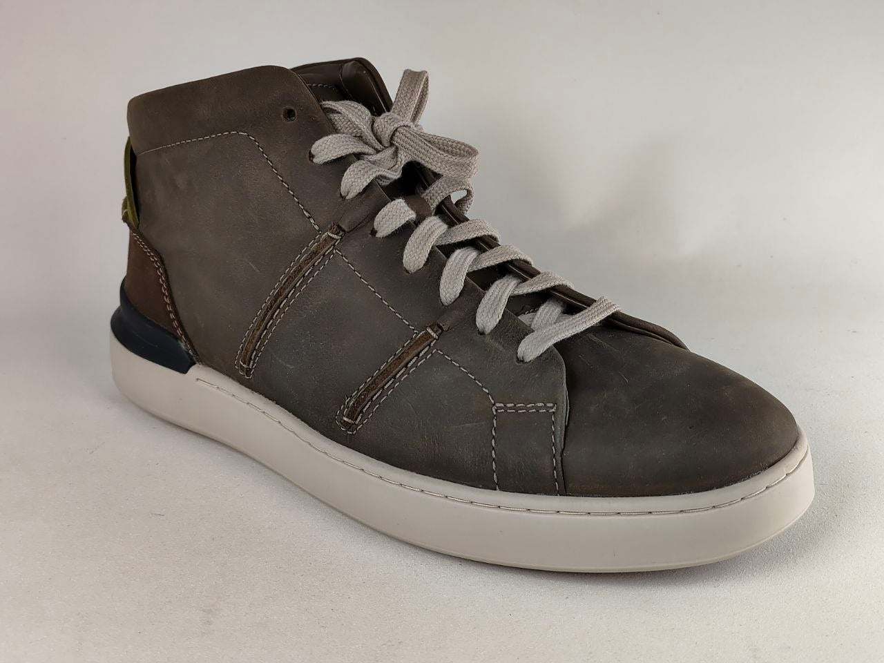 Clarks CourtLite Hi Dark Olive Leather Sneakers