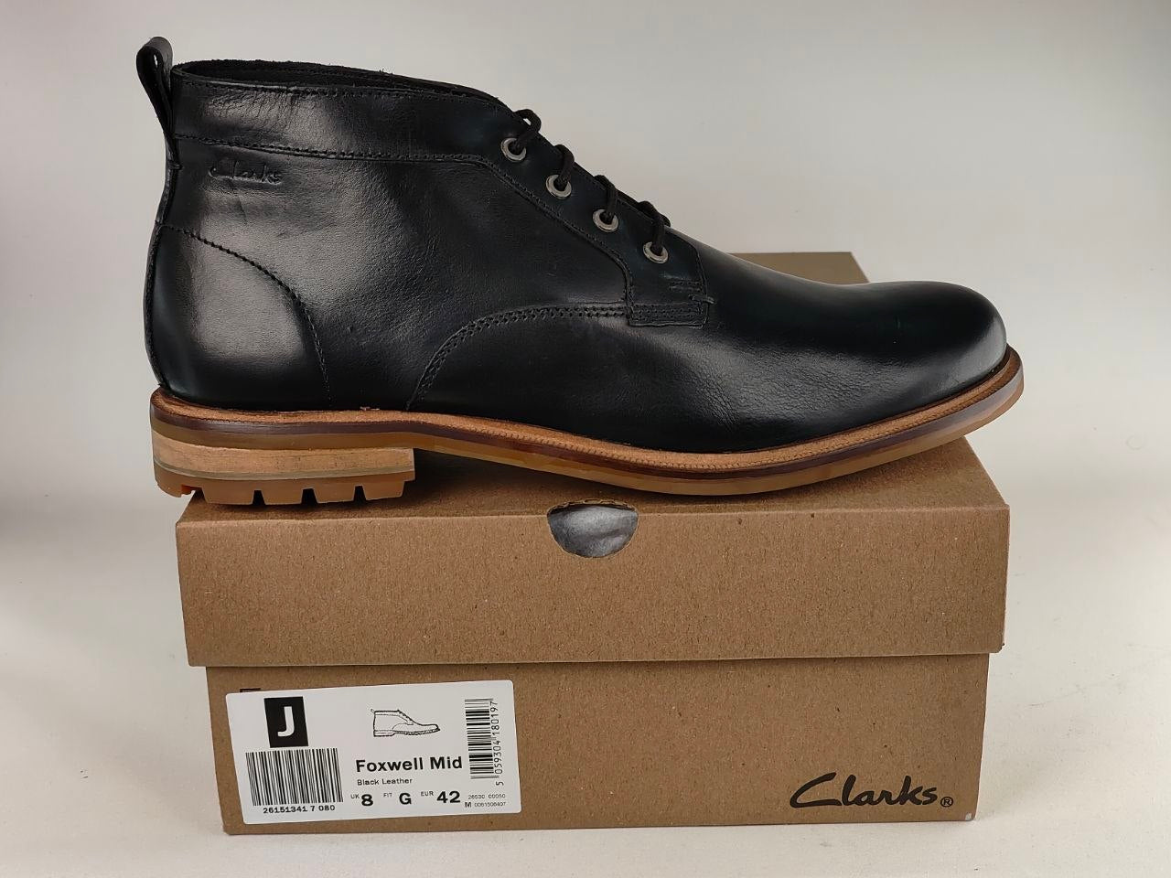 Clarks Foxwell Mid – Black Leather-