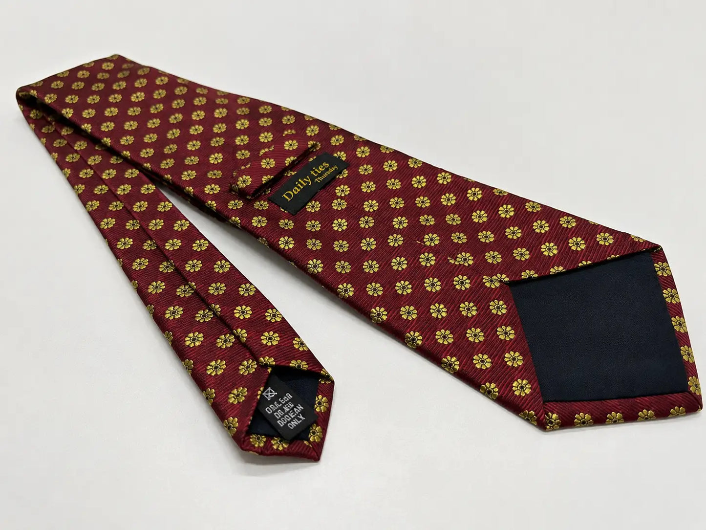 Daily Ties Thursday Burgundy Floral 100% Silk Tie
