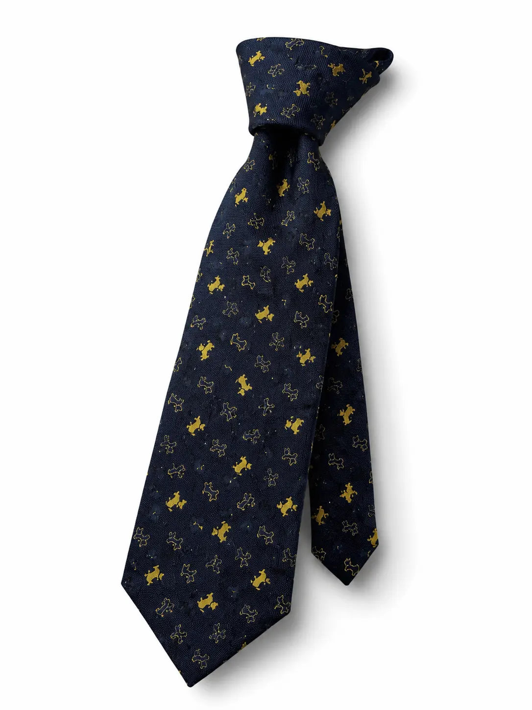 Daily Ties Tuesday Novelty Animal Pattern Silk Tie Navy Blue Gold Made in Italy